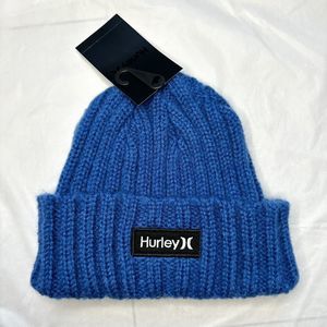 NEW Hurley Men's Blue Cuffed Logo Beanie Sport Athletic Logo Hat Streetwear NWT
